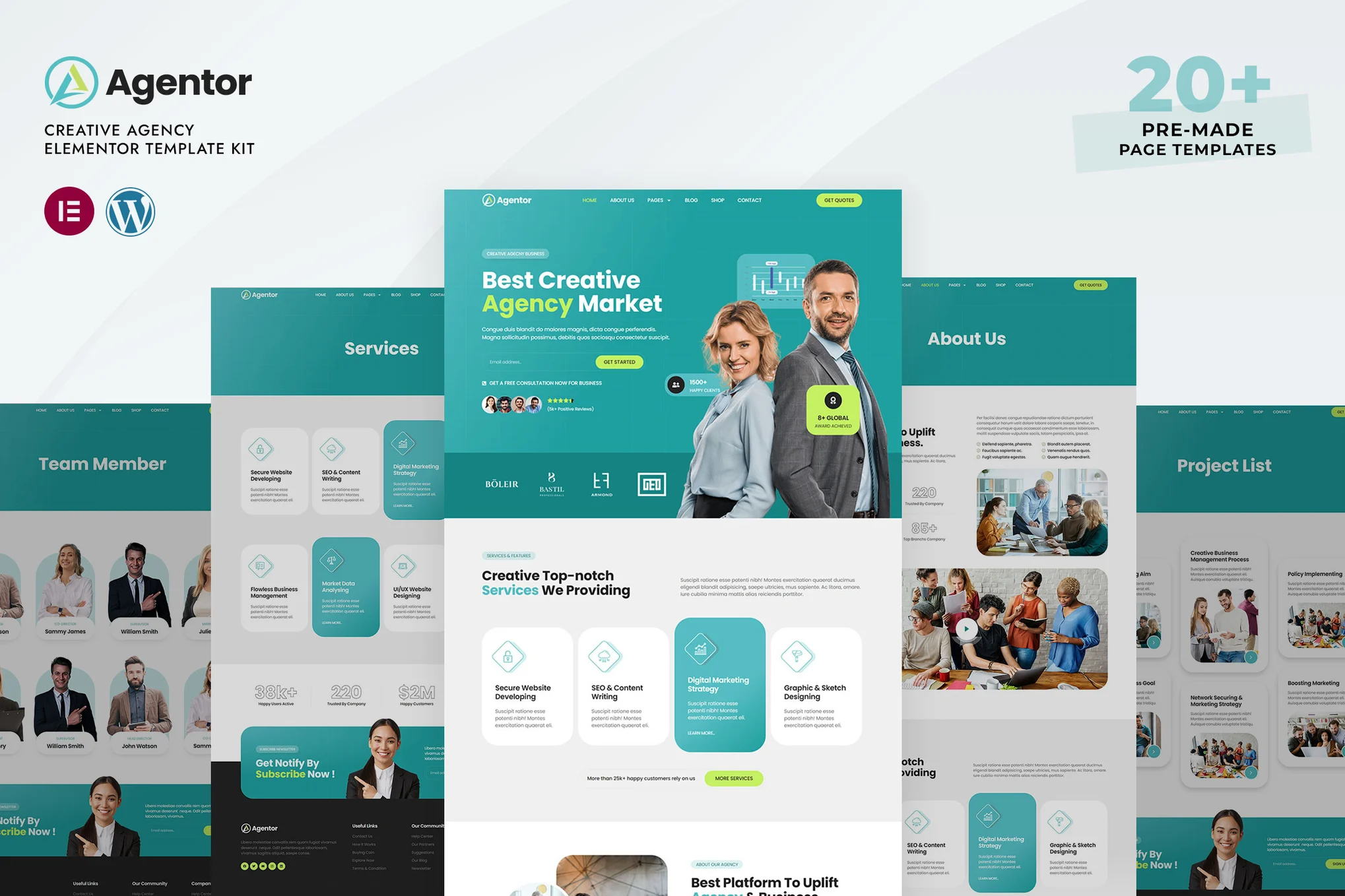 Agentor Creative Agency Elementor Pro Template Kit preview