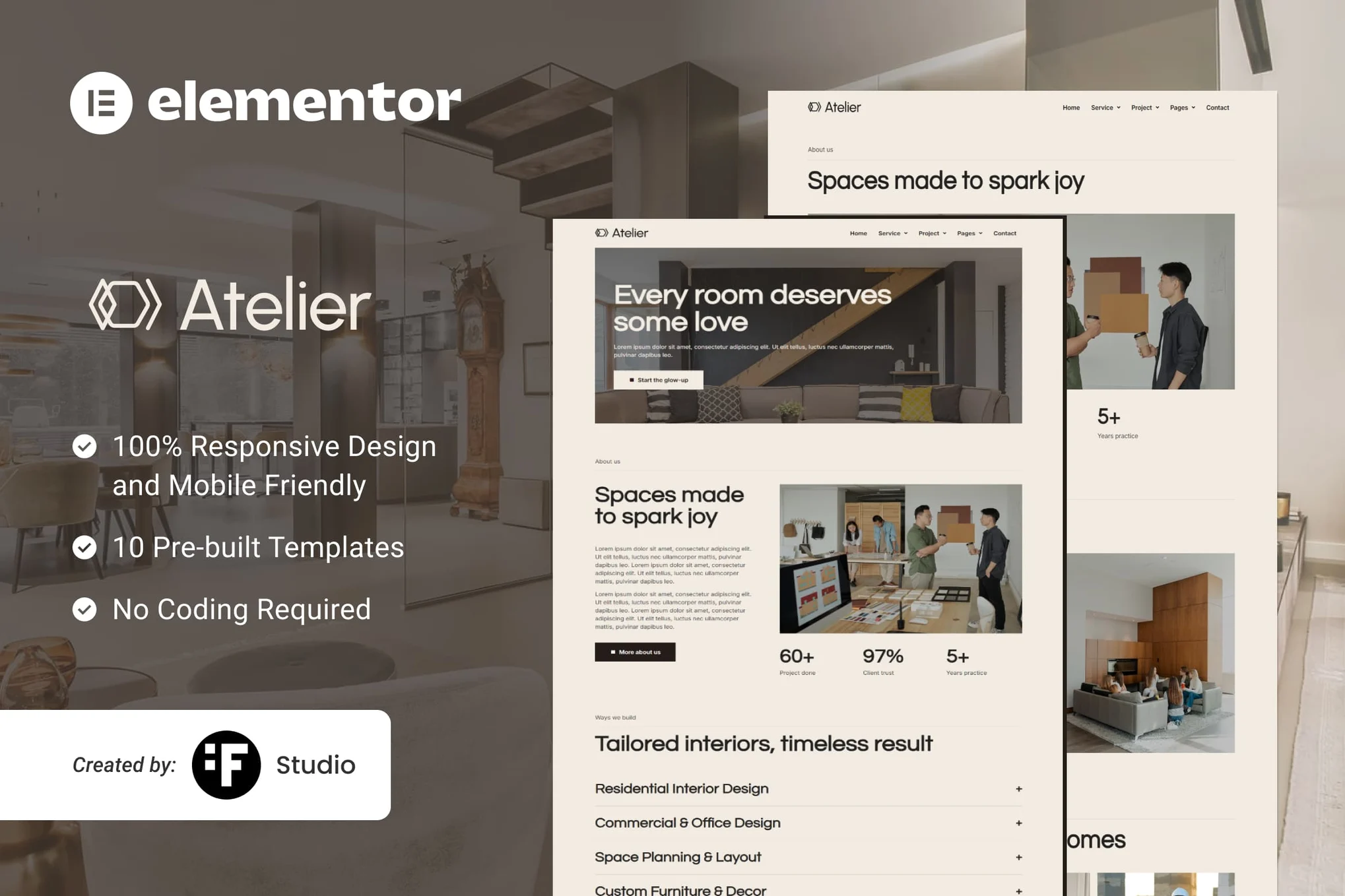 Atelier Interior Design Elementor Template Kit preview