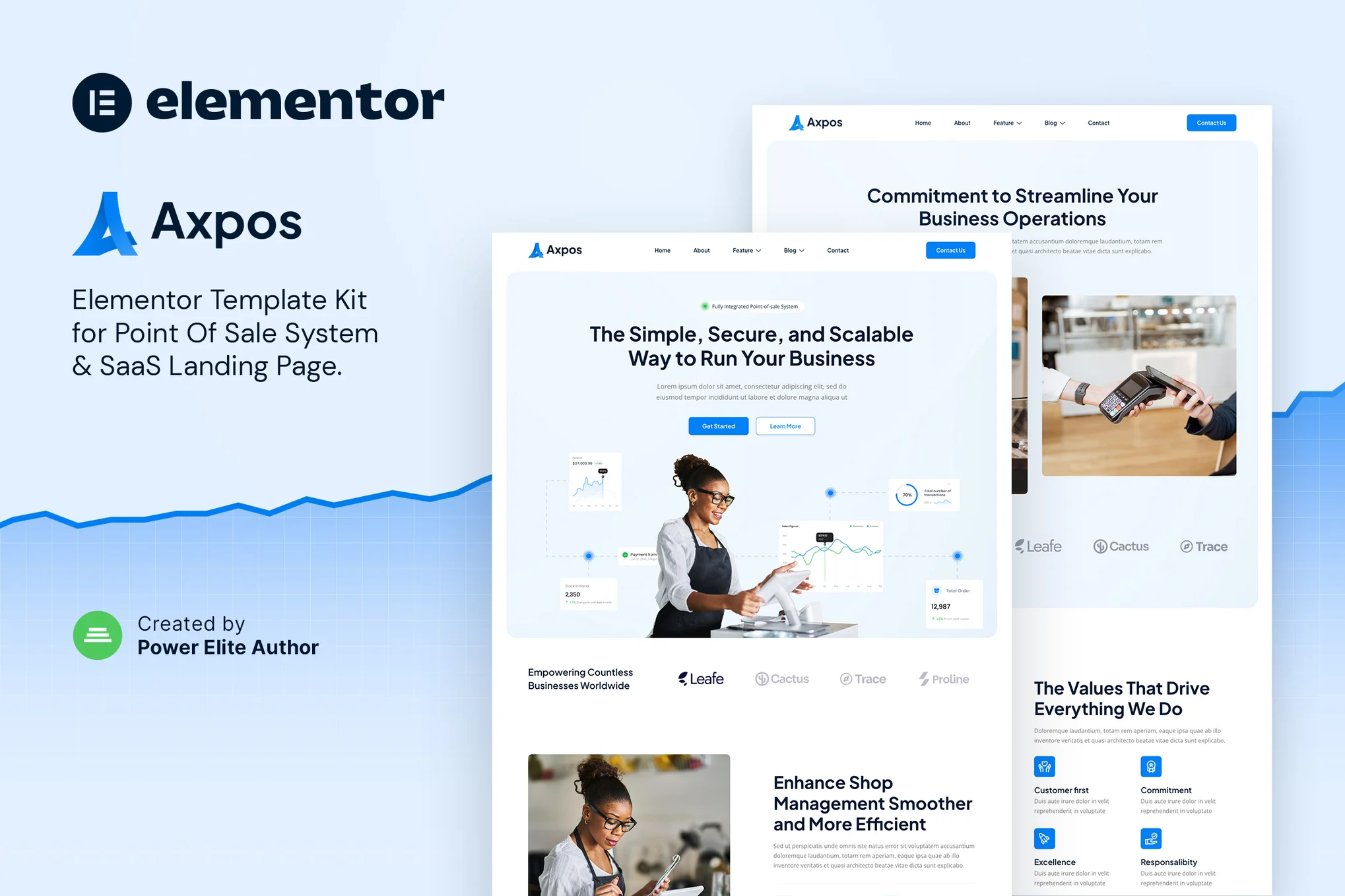 Axpos - Point of Sale Software & SaaS Landing Page Elementor Template Kit preview
