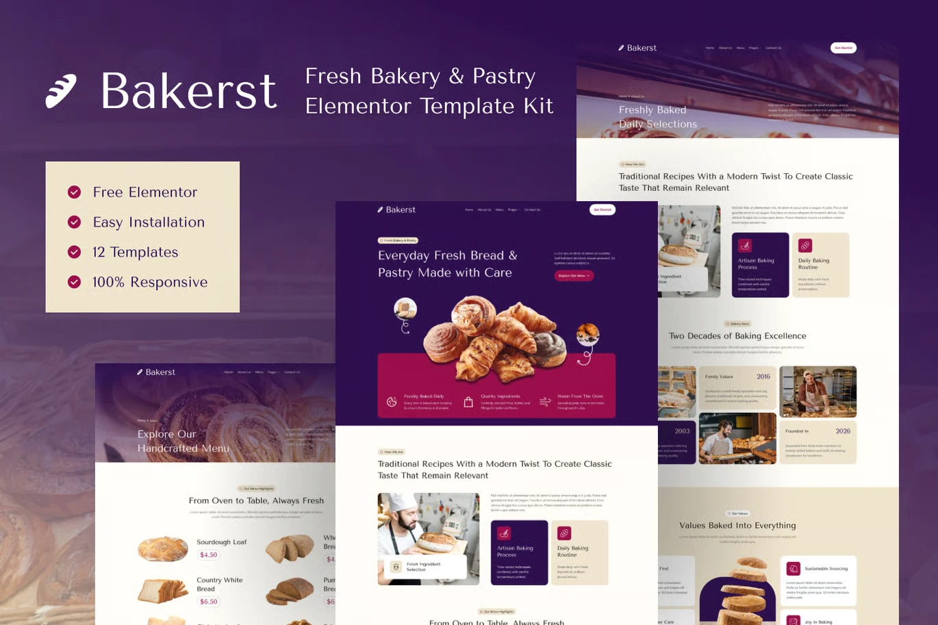 Bakerst - Bakery & Pastry Elementor Template Kit preview