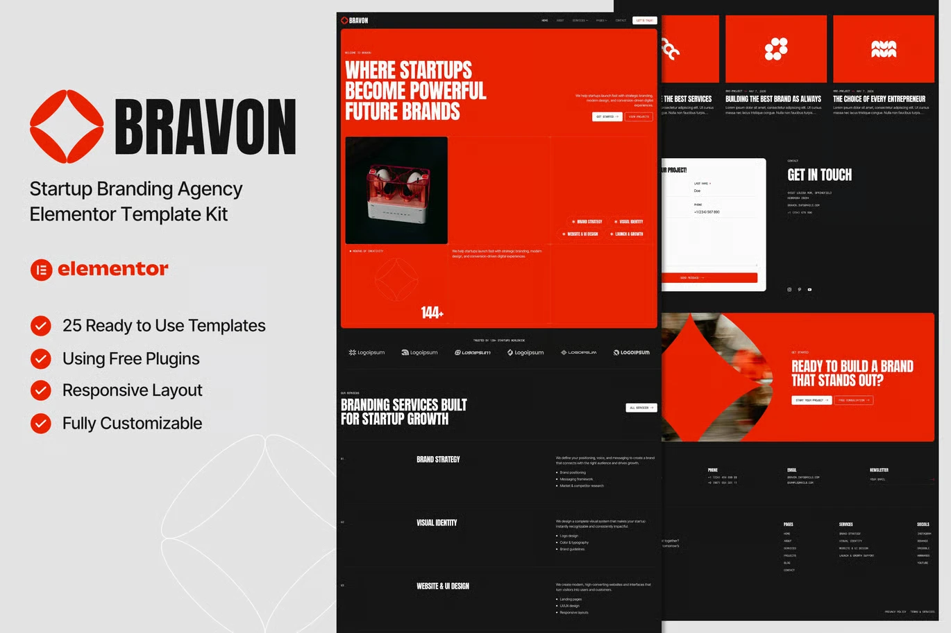 Bravon - Startup Branding Agency Elementor Template Kit preview