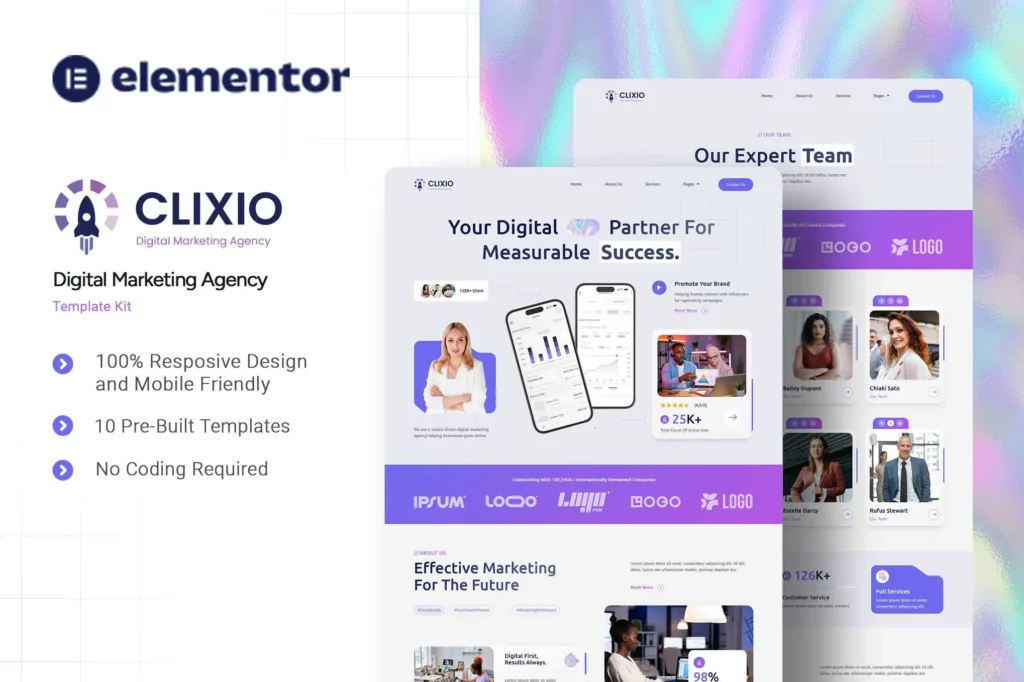 Clixio - Digital Marketing Agency Elementor Template Kit preview