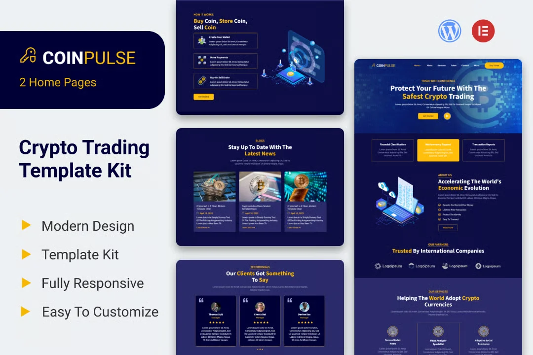 Coinpulse Crypto Currency and Trading Elementor Template Kit preview