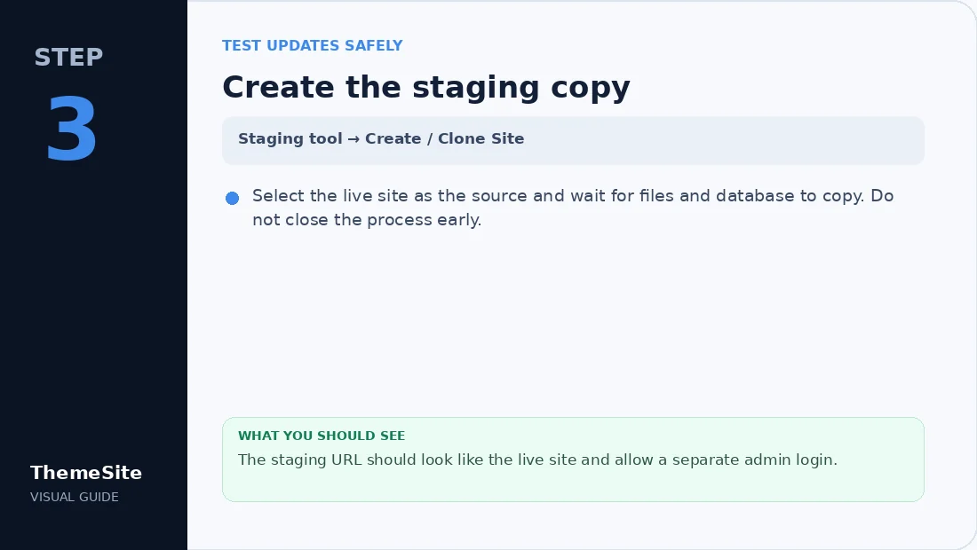 Step 3: Create the staging copy