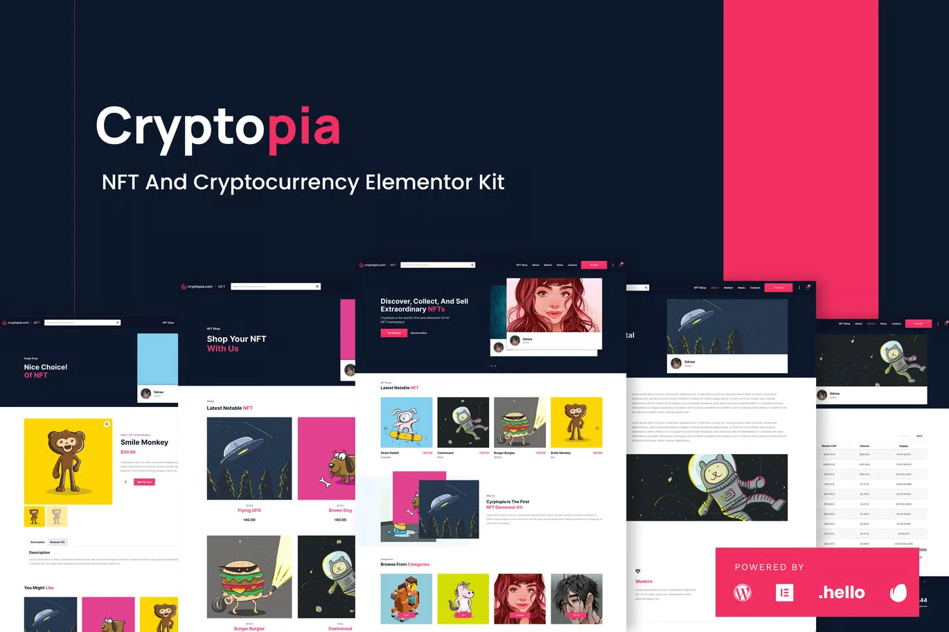 Cryptopia NFT Crypto Sales Elementor Template Kit preview