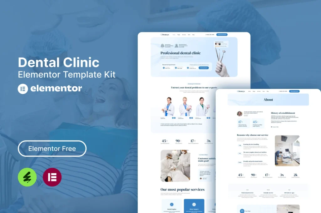 Dentcys - Dental Clinic Elementor Template Kit preview