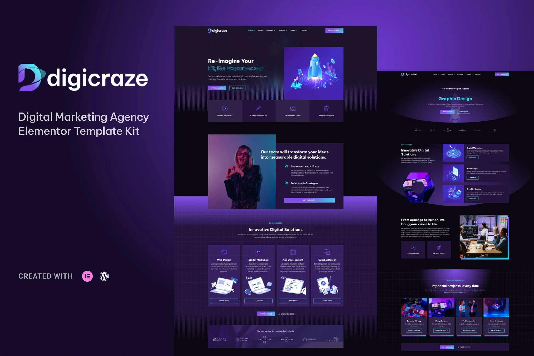 Digicraze - Digital Marketing Agency Elementor Pro Template Kit preview