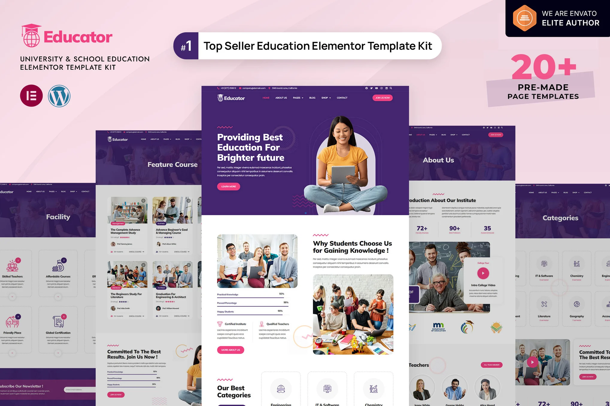 Educator - University & School Education Elementor Template Kit preview