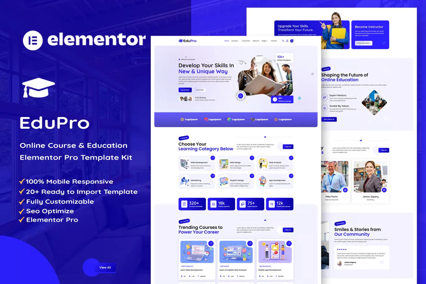 Edupro - Online Course & Education Elementor Pro Template Kit preview