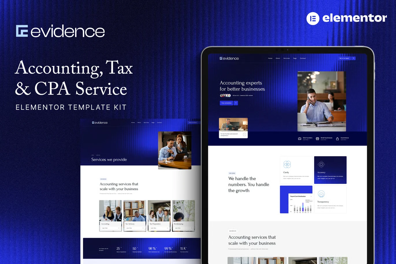 Evidence - Accounting, Tax & CPA Service Elementor Template Kit preview