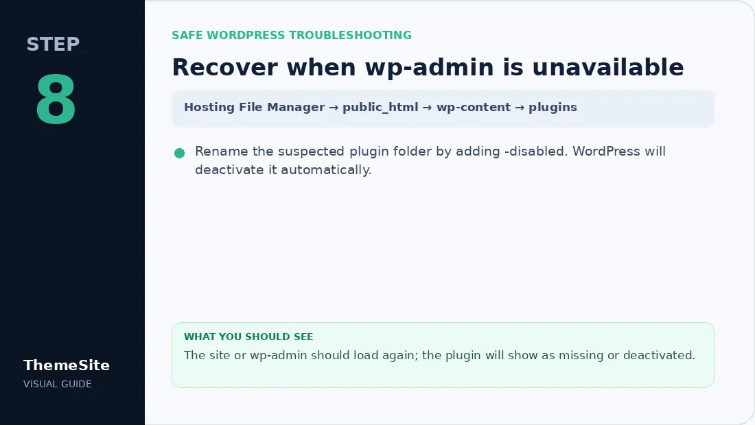 Step 8: Recover when wp-admin is unavailable