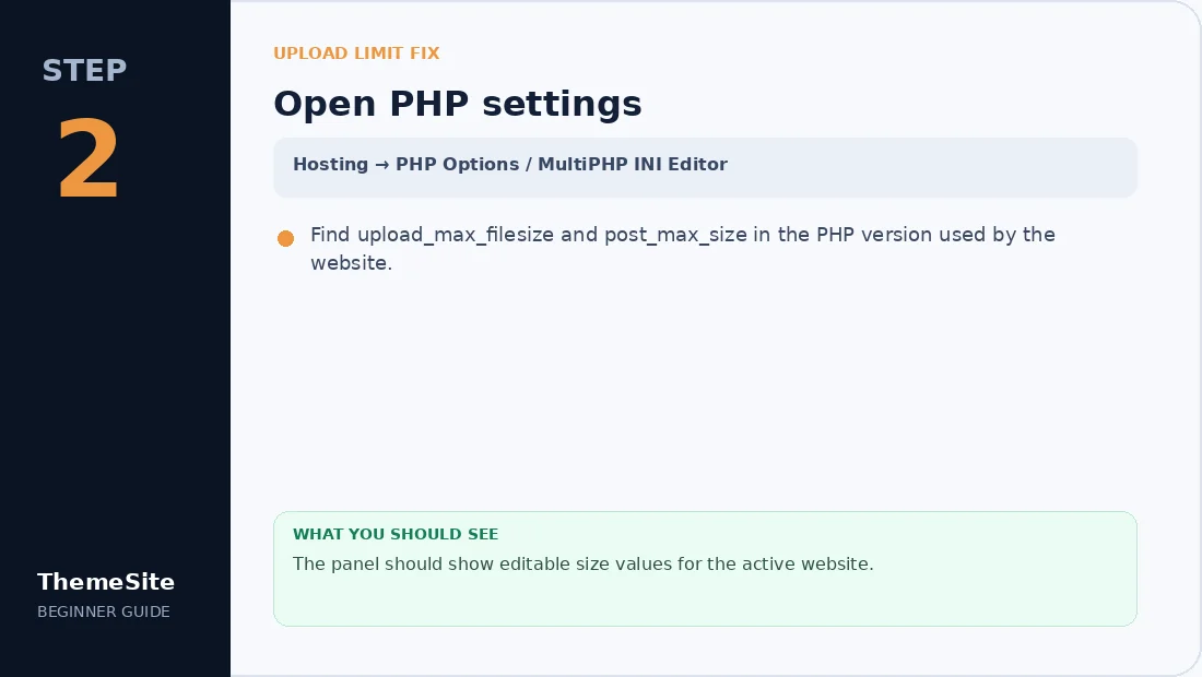 Step 2: Open PHP settings