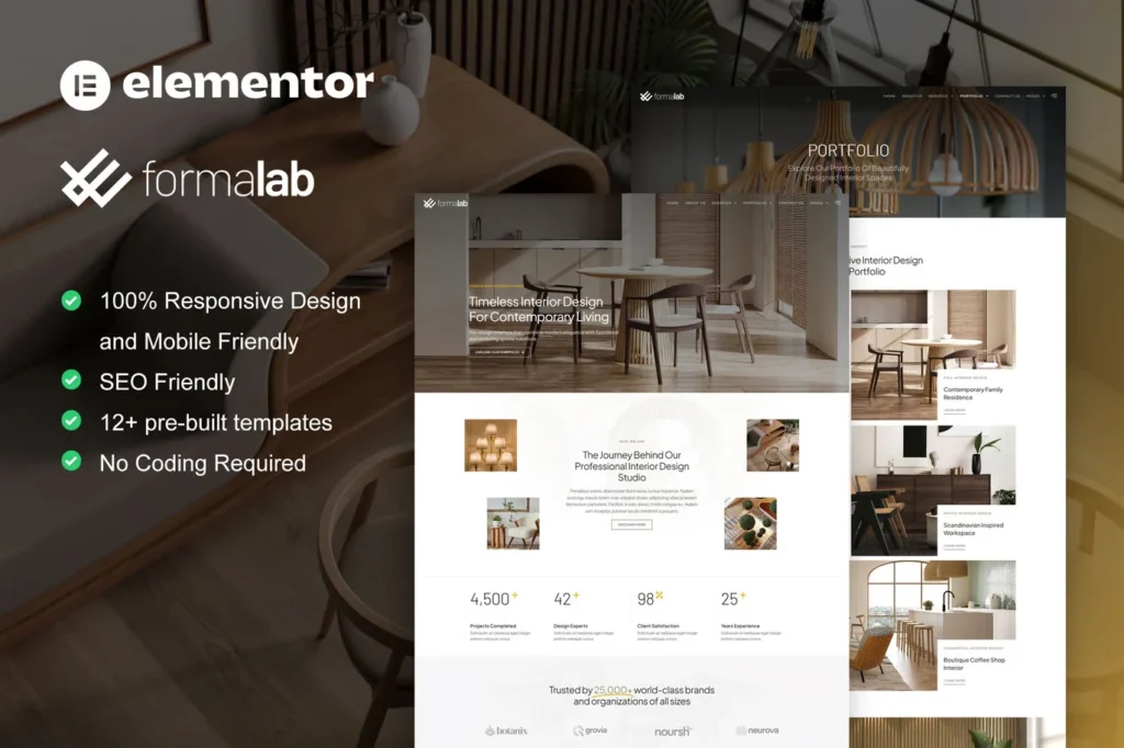 Formalab - Interior Design & Architecture Elementor Template Kit preview