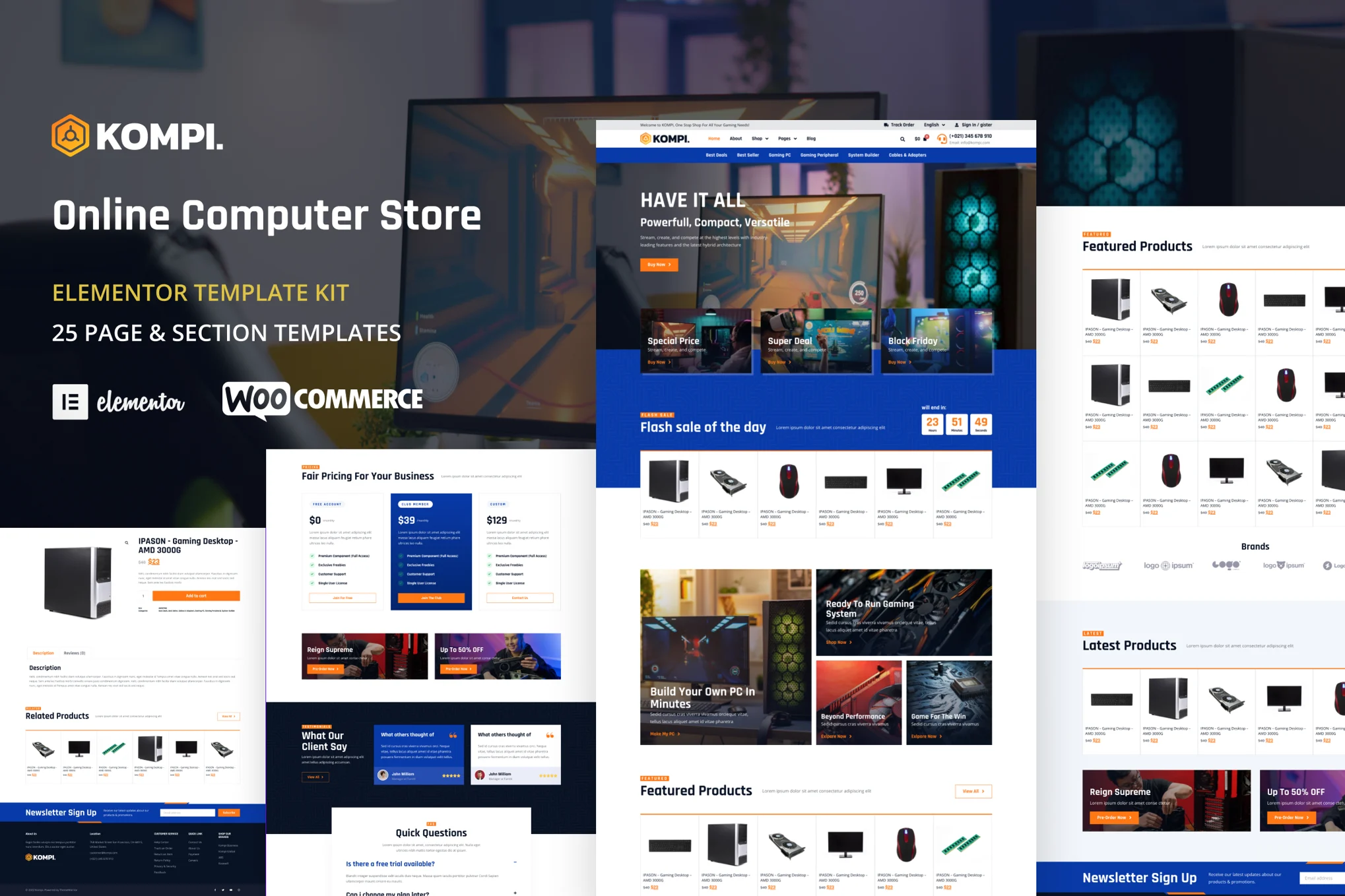 Kompi - Computer Store WordPress Elementor Template Kit preview