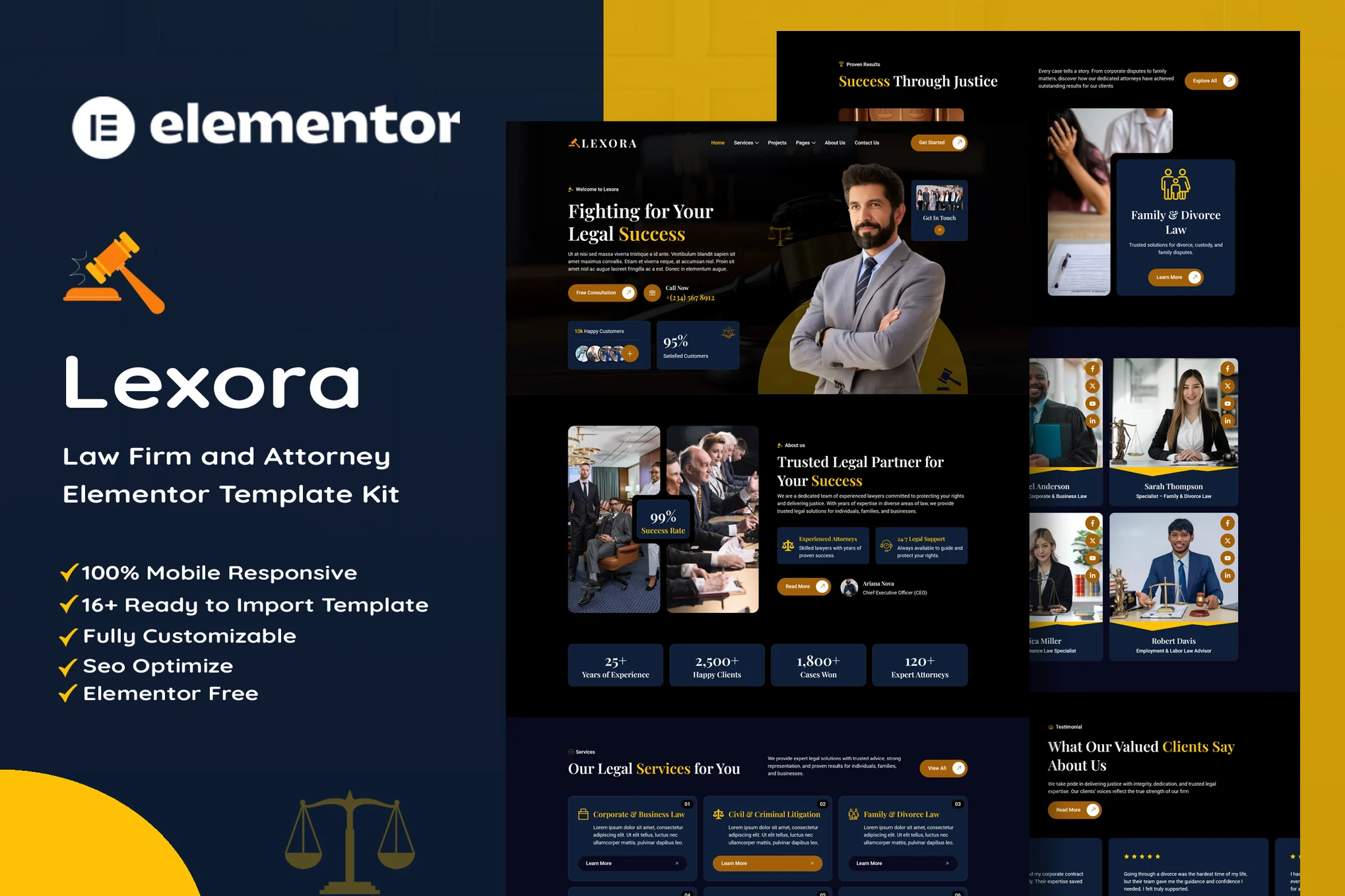 Lexora - Law Firm & Attorney Elementor Template Kit preview