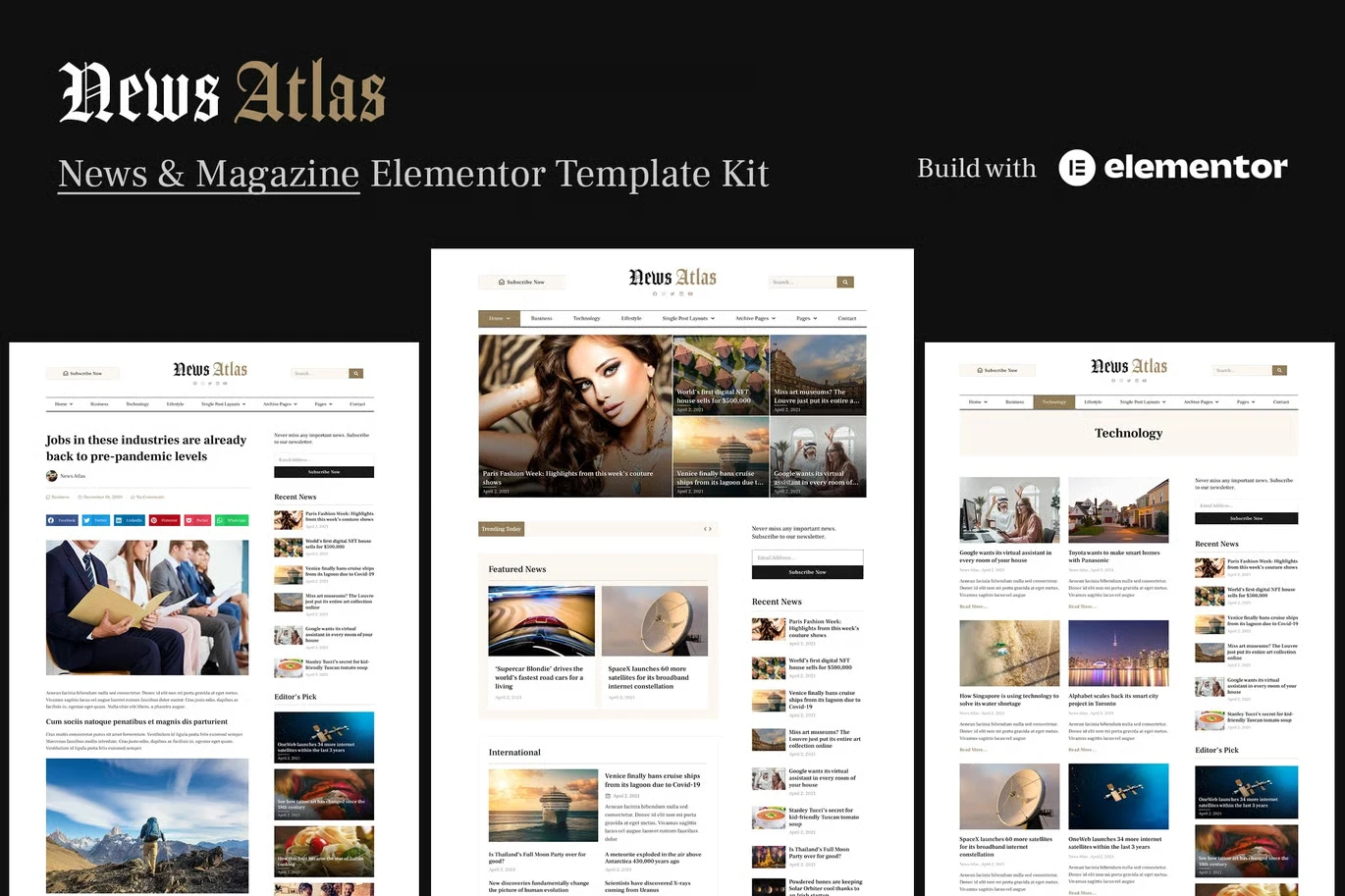 NewsAtlas - News & Magazine Elementor Template Kit preview