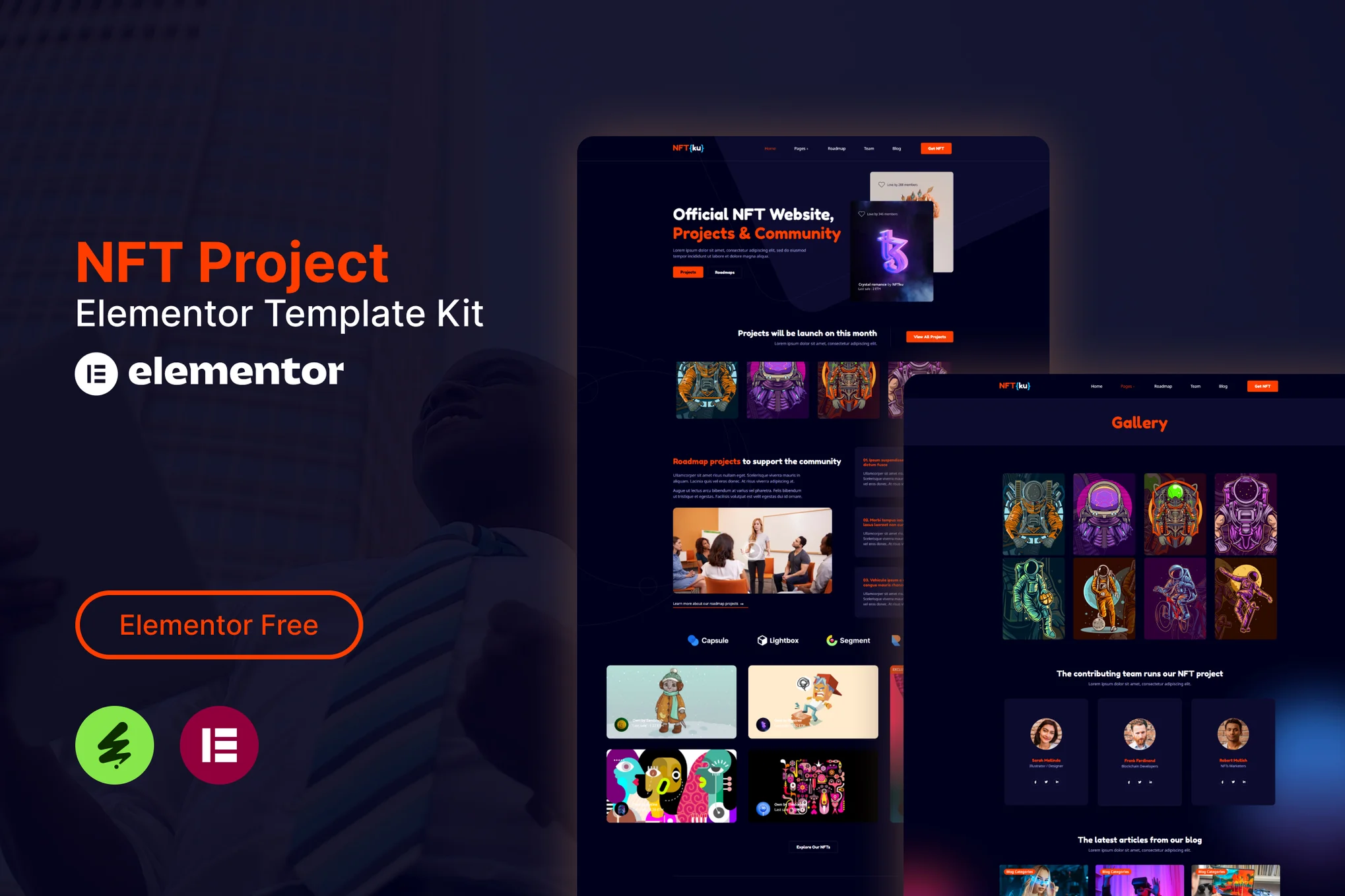 NFTku - NFT Project Elementor Template Kit preview