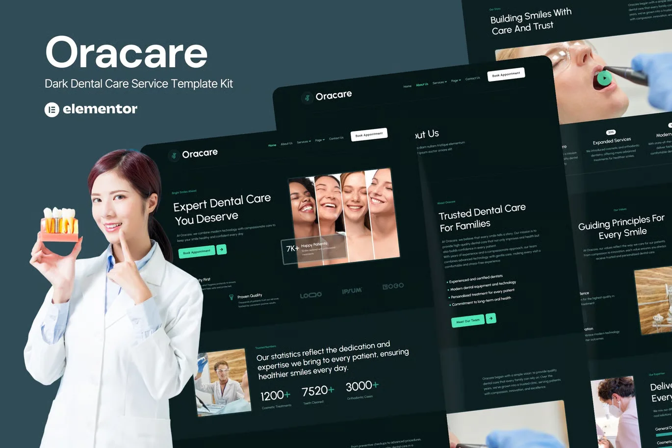 Oracare - Dental Care Service Website Elementor Template Kits preview