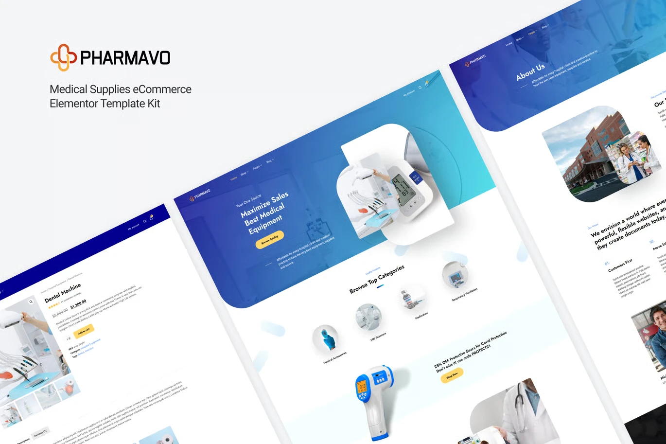 Pharmavo | Medical Supplies eCommerce Elementor Template Kit preview