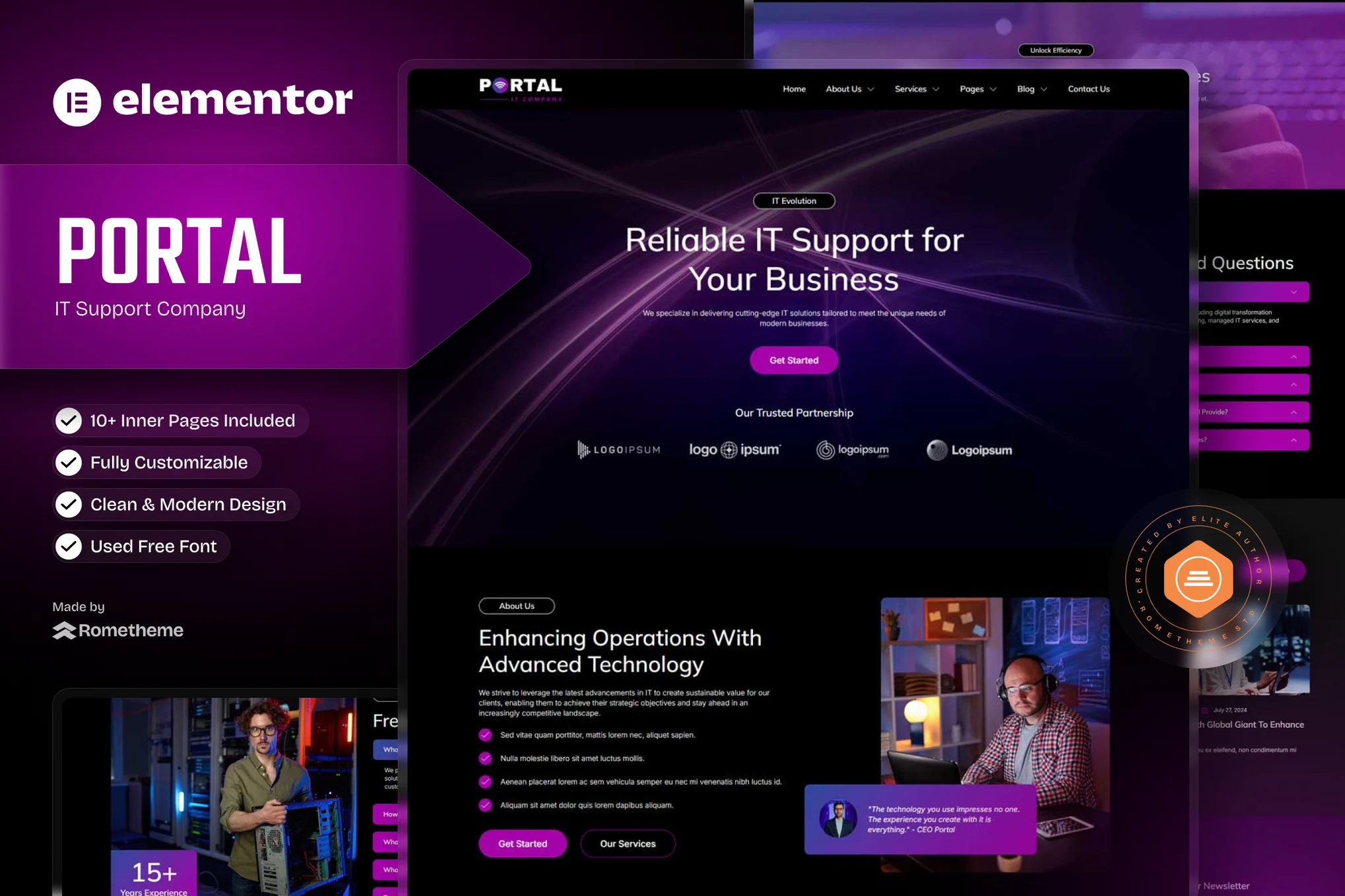 Portal - IT Company Elementor Template Kit preview