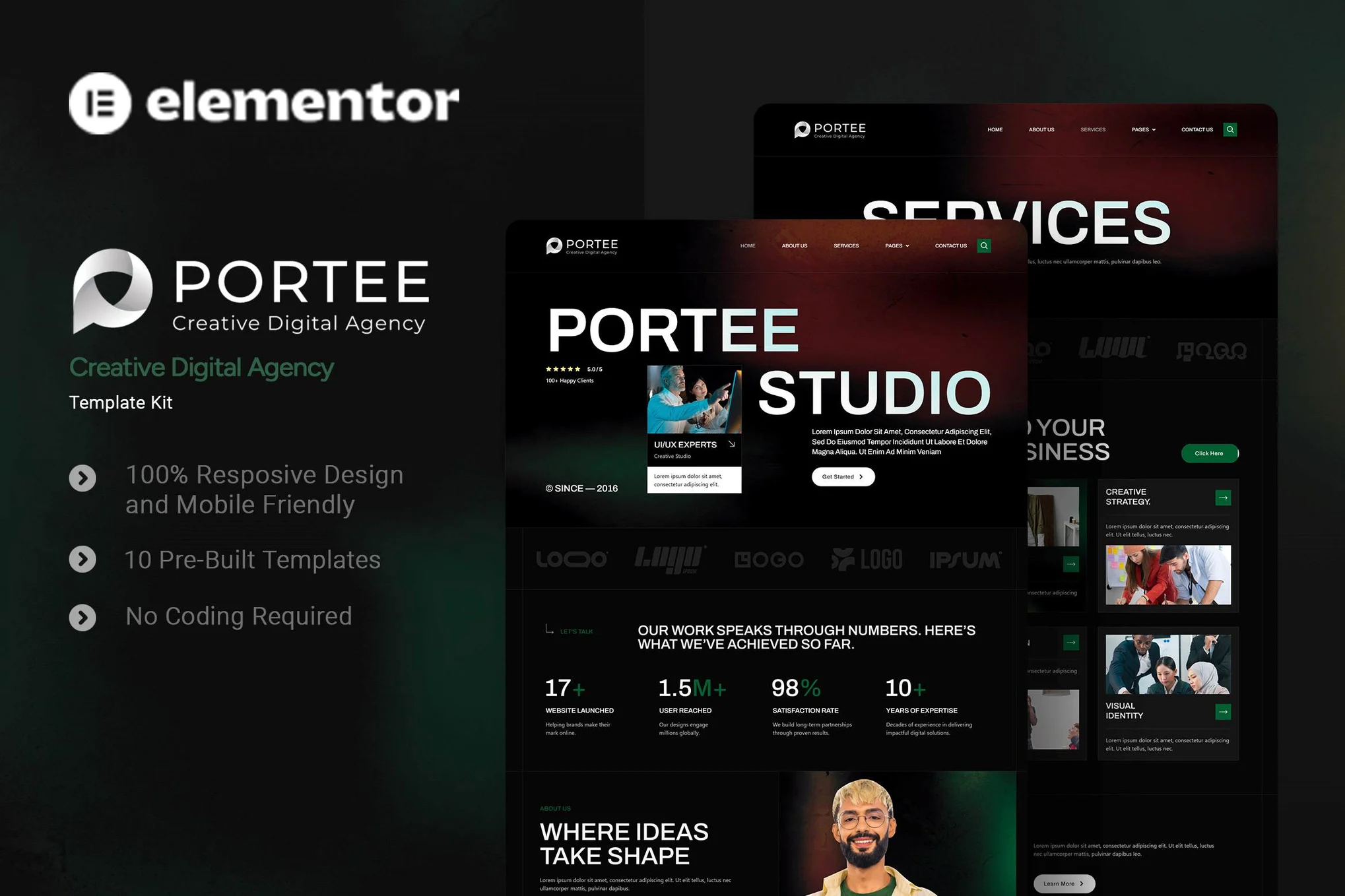 Portee - Creative Digital Agency Elementor Template Kit preview