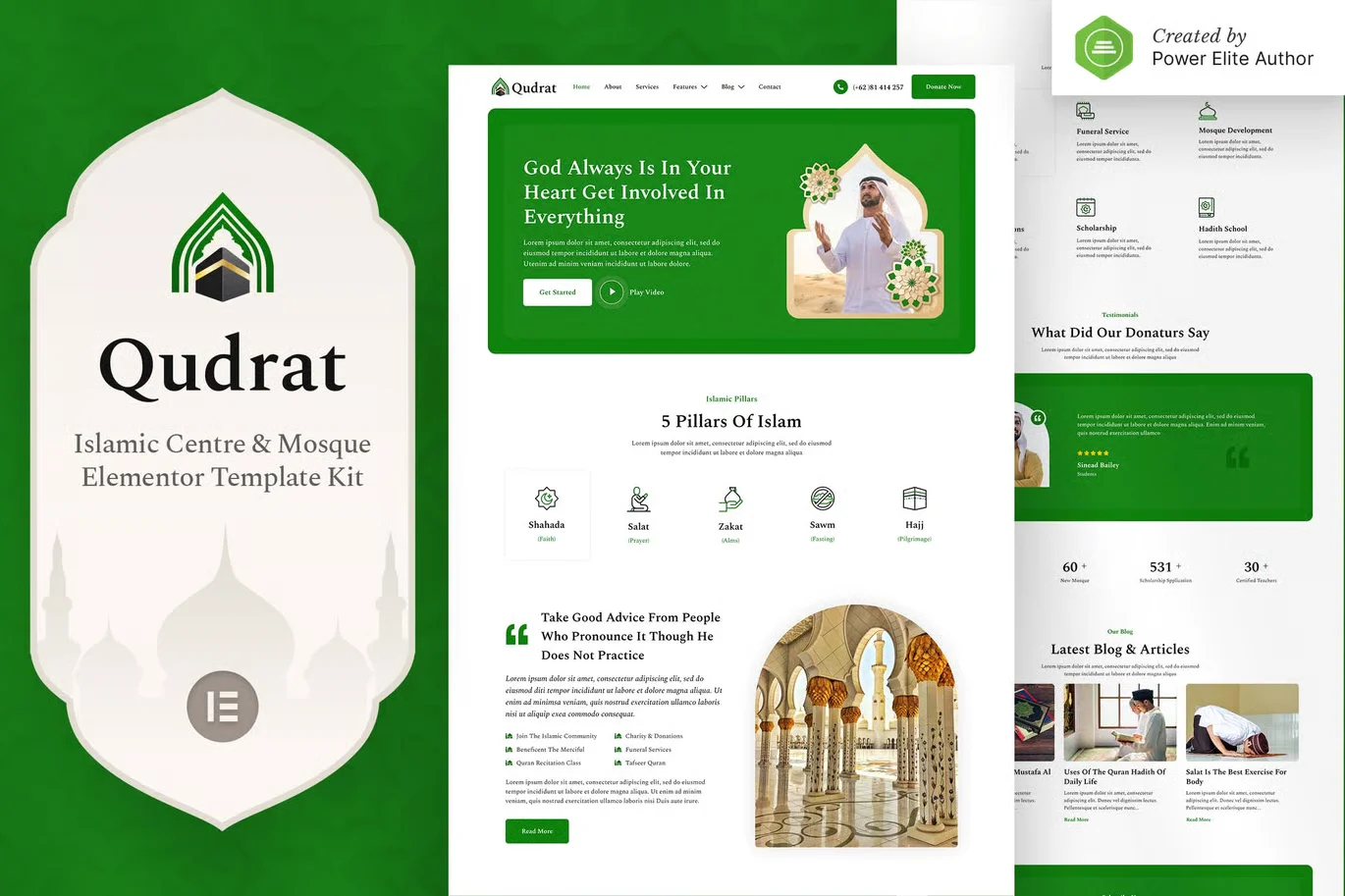 Qudrat - Islamic Center & Mosque Elementor Template Kit preview