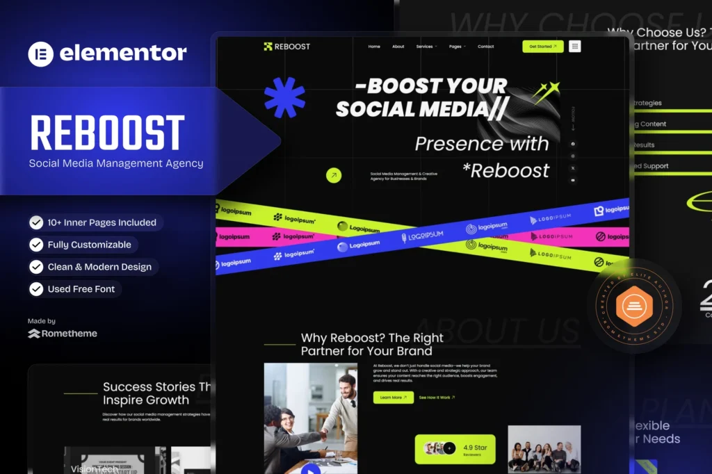 Reboost - Digital Marketing Agency Elementor Template Kit preview