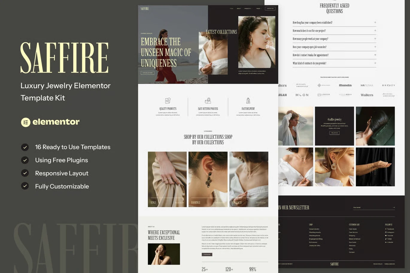 Saffire - Luxury Jewelry Elementor Template Kit preview