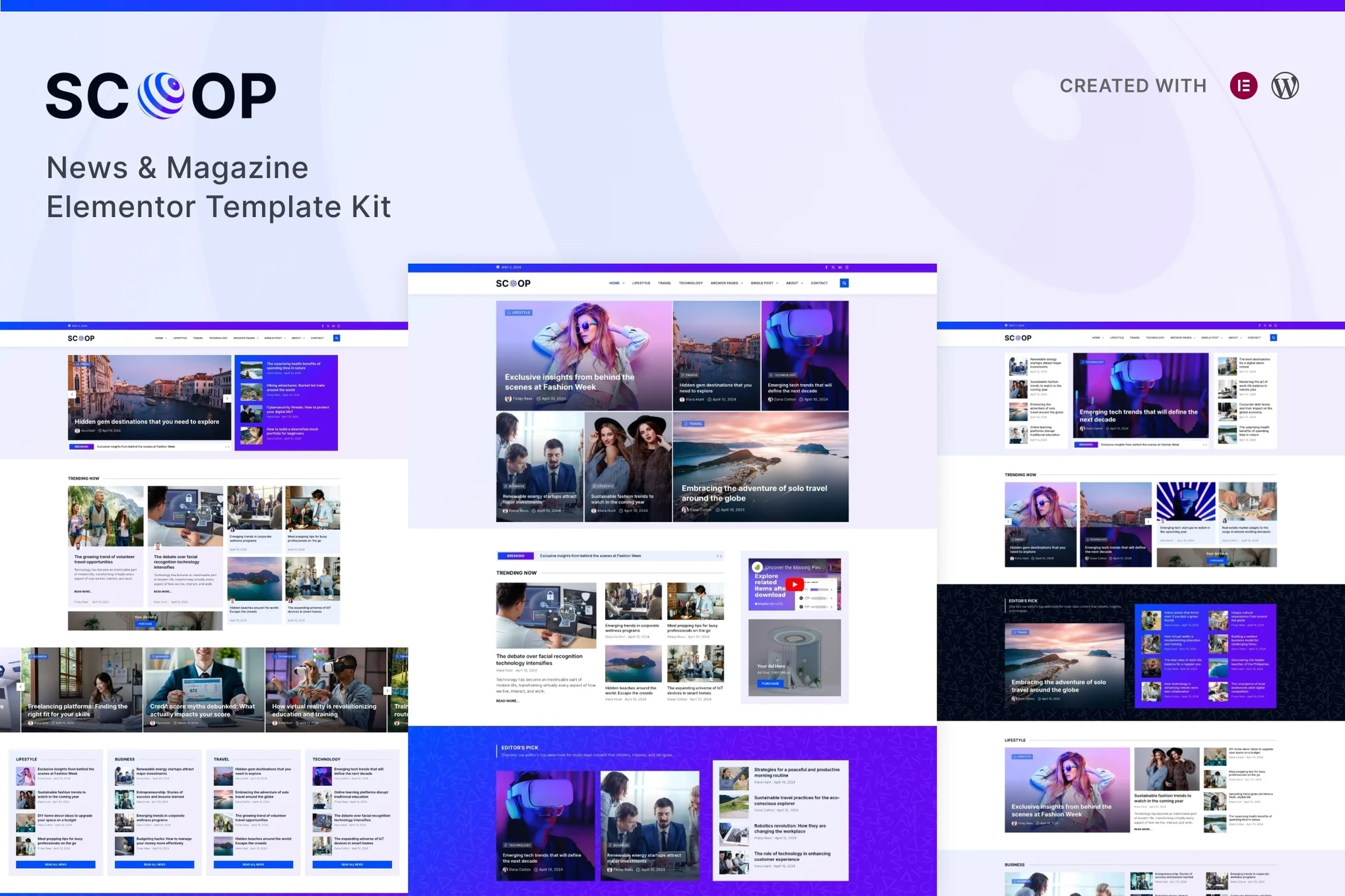 Scoop - News & Magazine Elementor Pro Template Kit preview