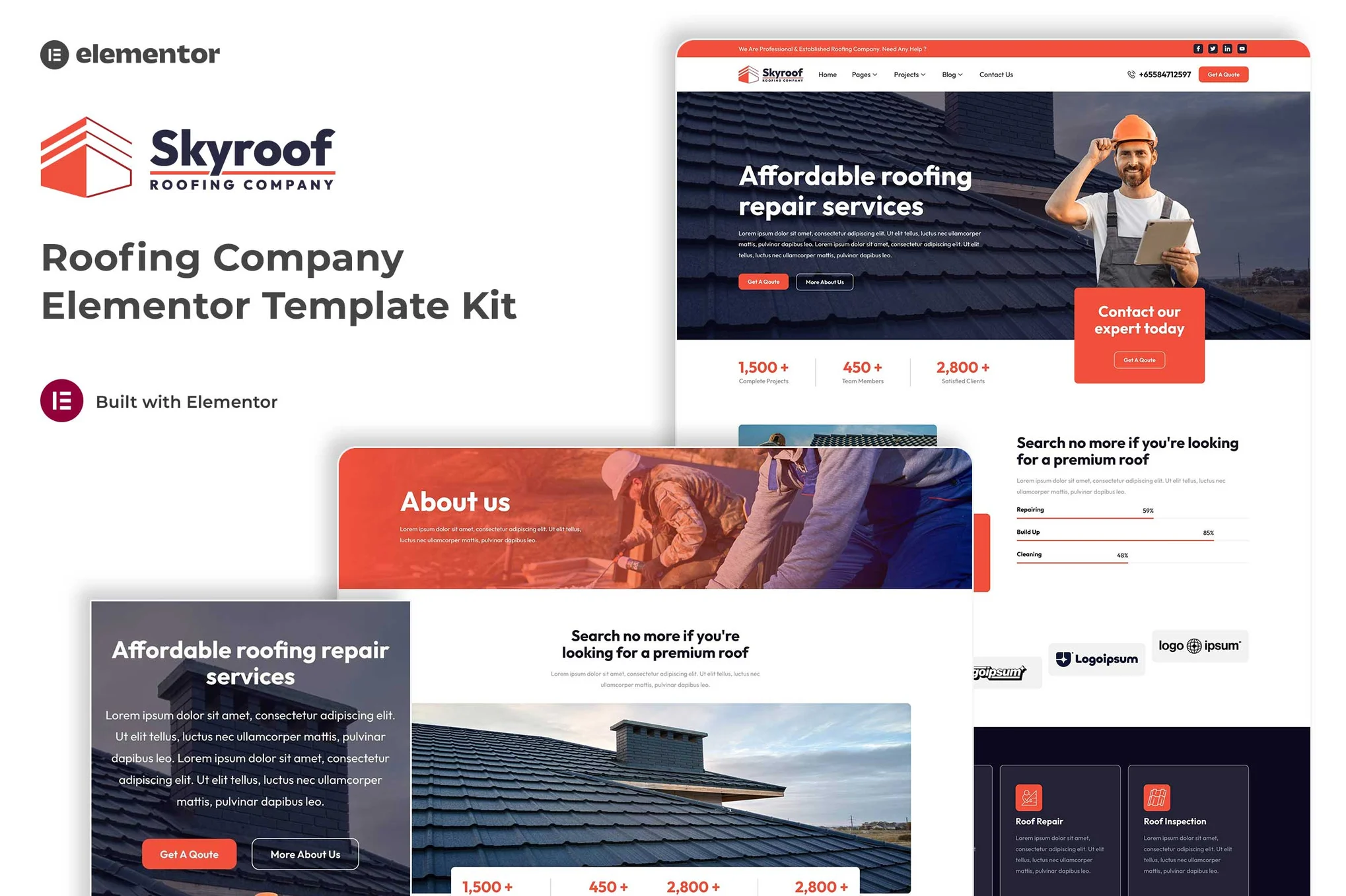 Skyroof - Roofing Company Elementor Template Kit preview