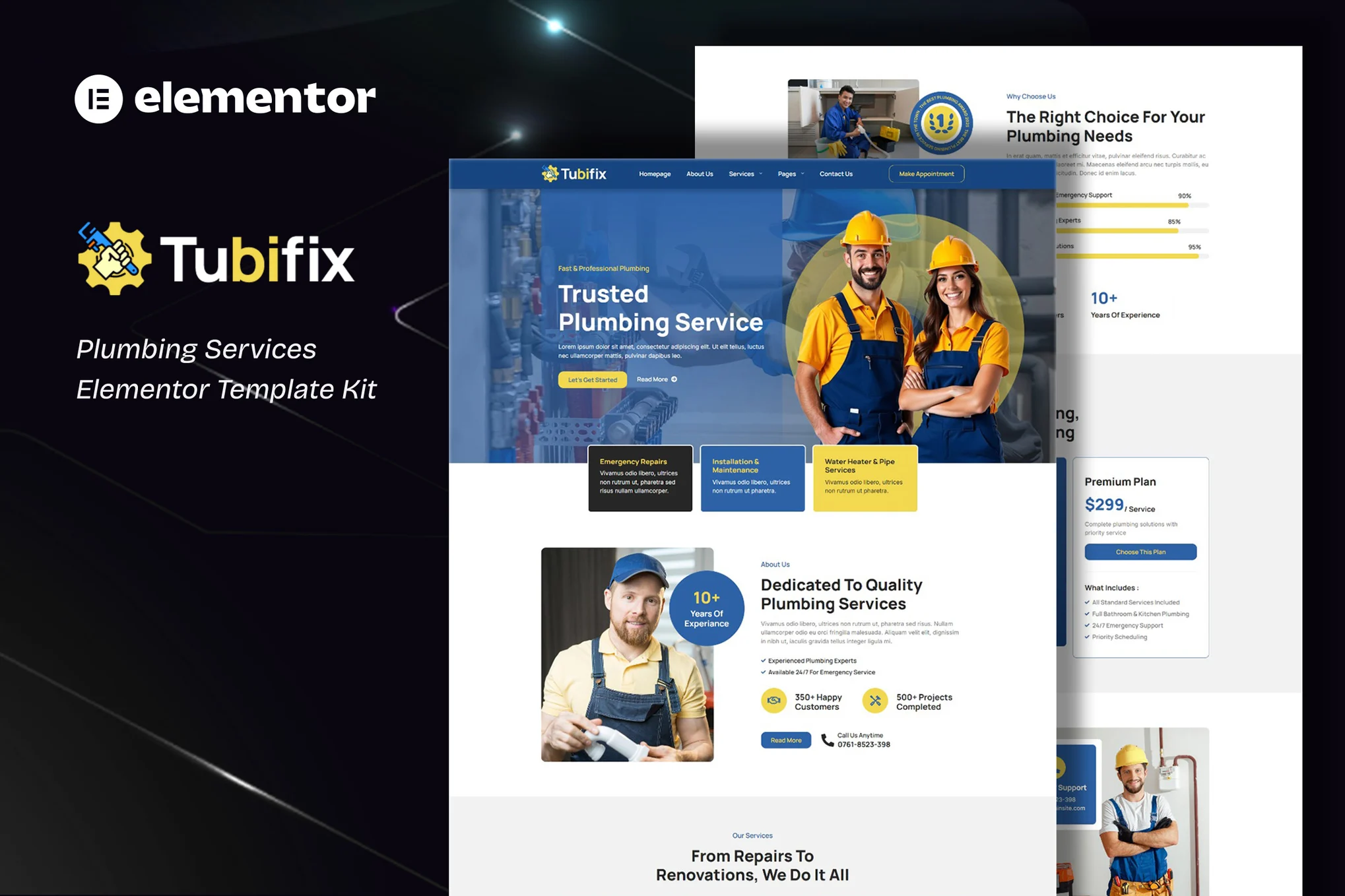 Tubifix - Plumbing Services Elementor Template Kit preview