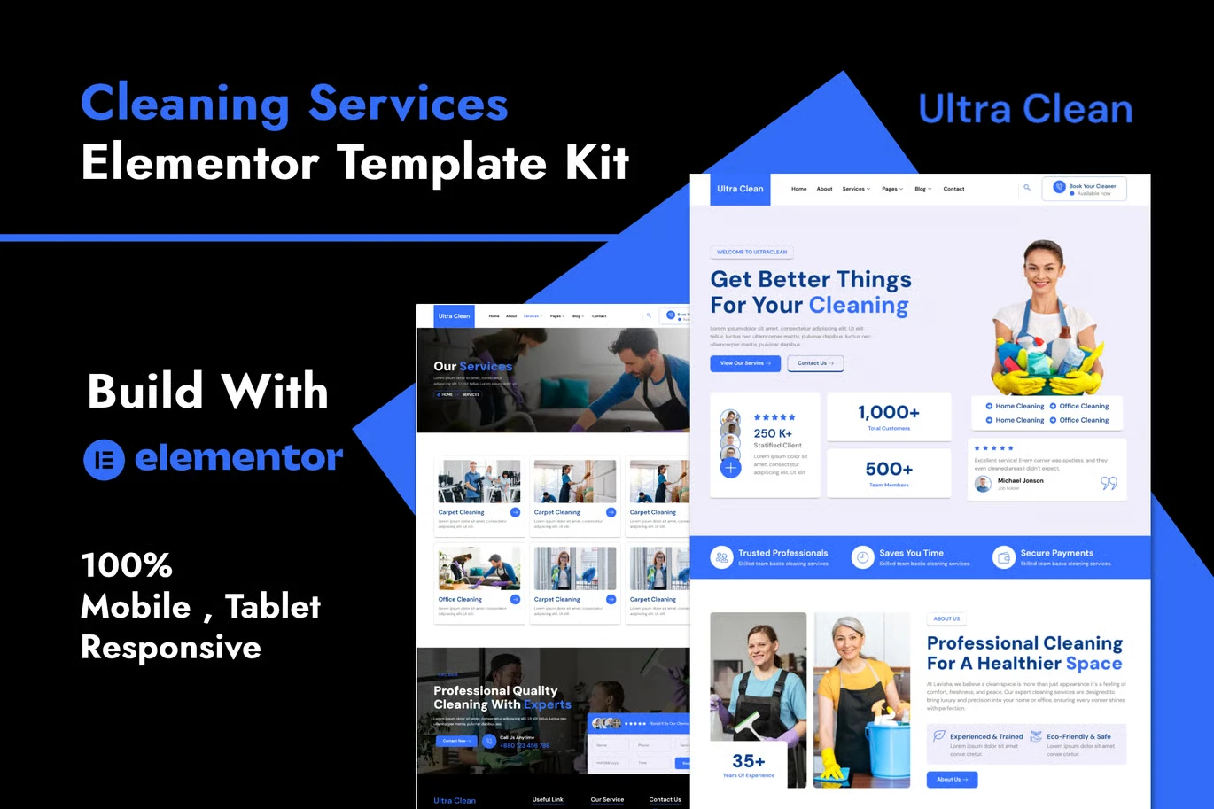 Ultraclean - Cleaning Services Elementor Template Kit preview