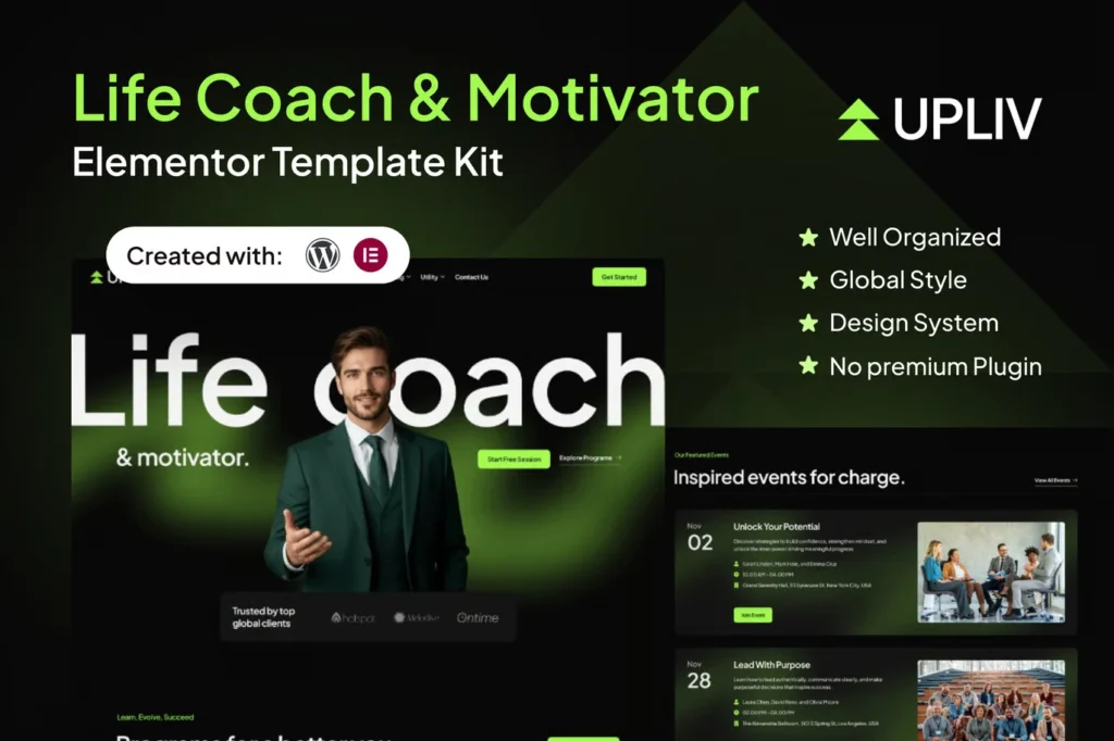 Upliv - Life Coach & Motivator Elementor Template Kit preview