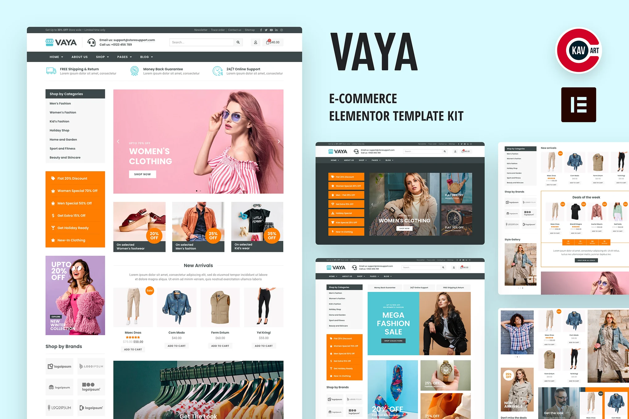 Vaya - E-commerce Elementor Template Kit preview