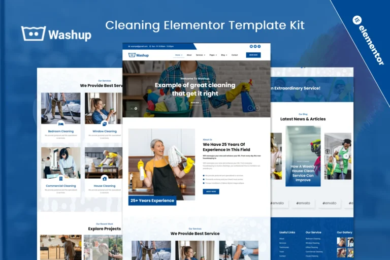 Washup - Cleaning Services Elementor Template Kit preview