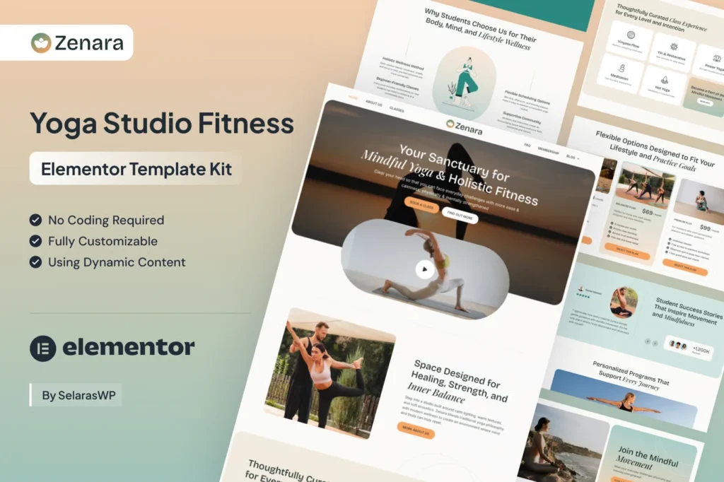 Zenara - Yoga Studio & Fitness Elementor Template Kit preview