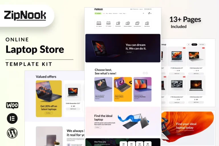 Zipnook - Woocommerce Laptop Store Elementor Pro Template Kit preview
