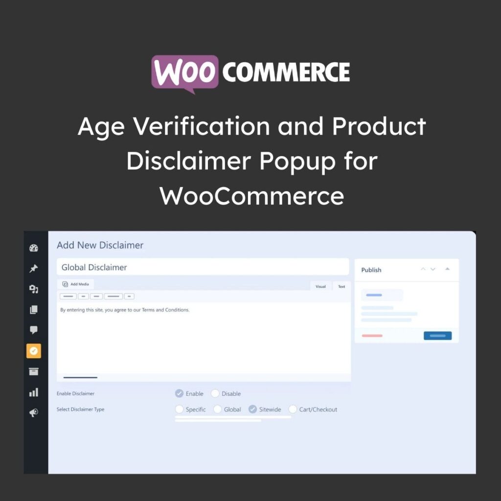 Age Verification and Product Disclaimer Popup for WooCommerce WordPress plugin preview