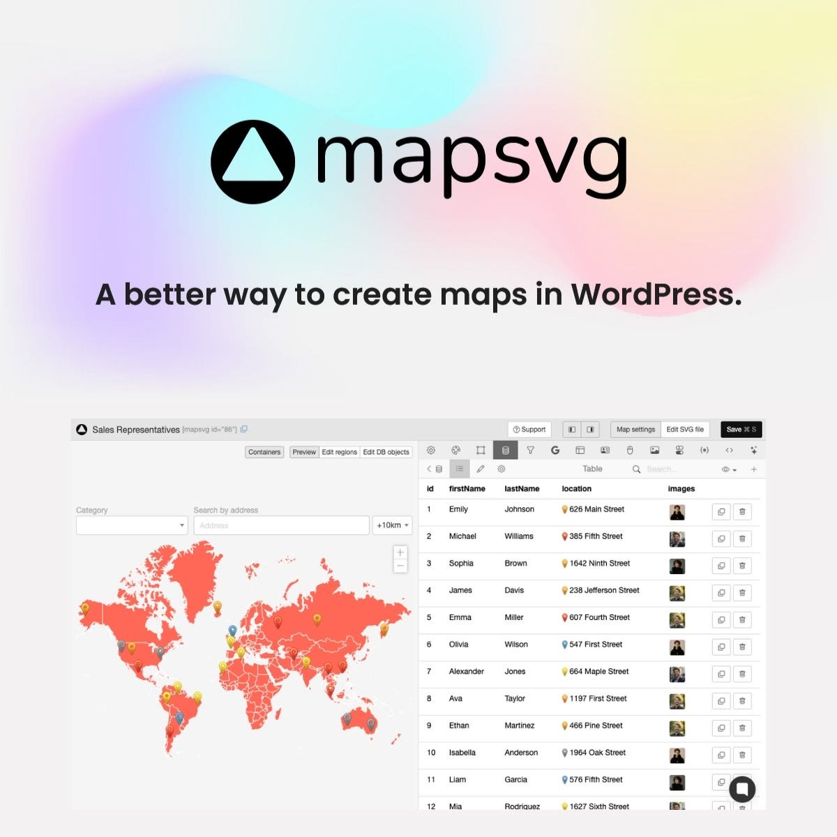 MapSVG - Google Maps, Vector Maps, Image Maps, and Store Locator for WordPress WordPress plugin preview