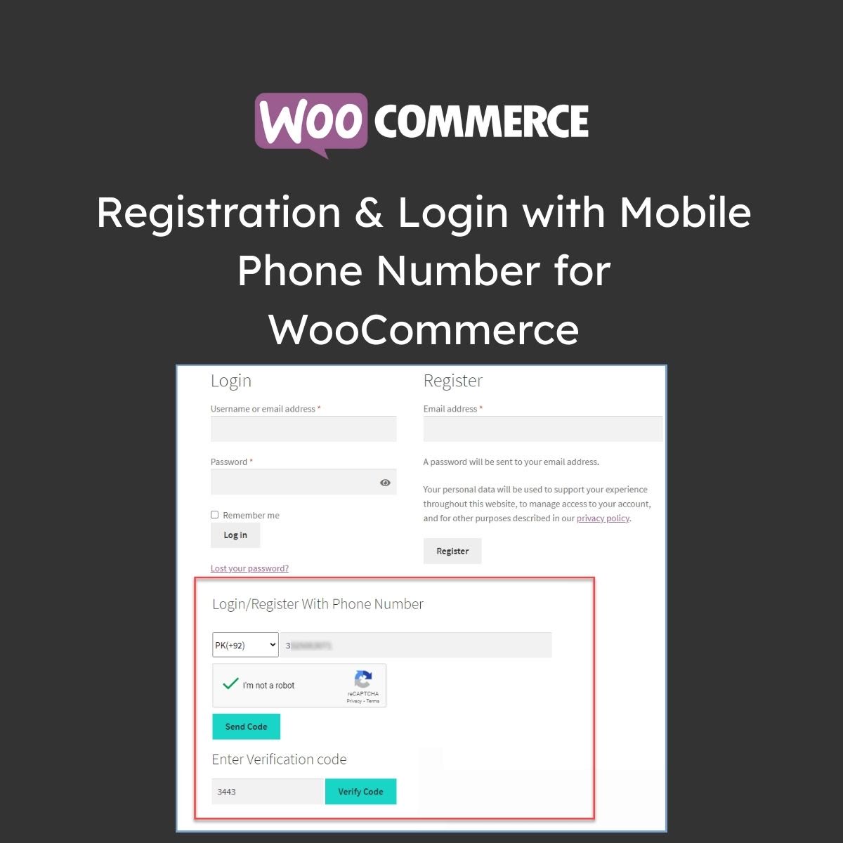 Registration & Login with Mobile Phone Number for WooCommerce WordPress plugin preview