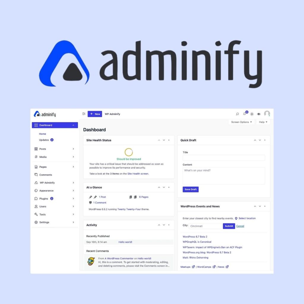 WP Adminify Pro WordPress plugin preview
