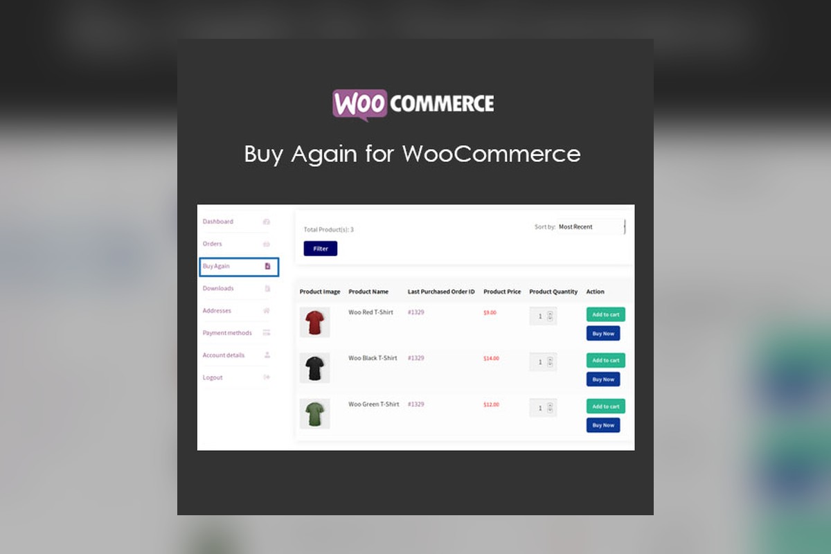 Buy Again for WooCommerce WordPress plugin