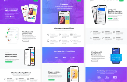 NextApp - App Landing Page Template Kit preview
