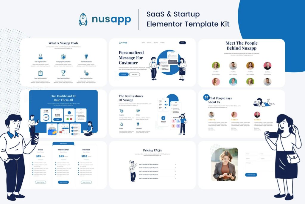 Nusapp - SaaS Startup & Business Elementor Template Kit preview