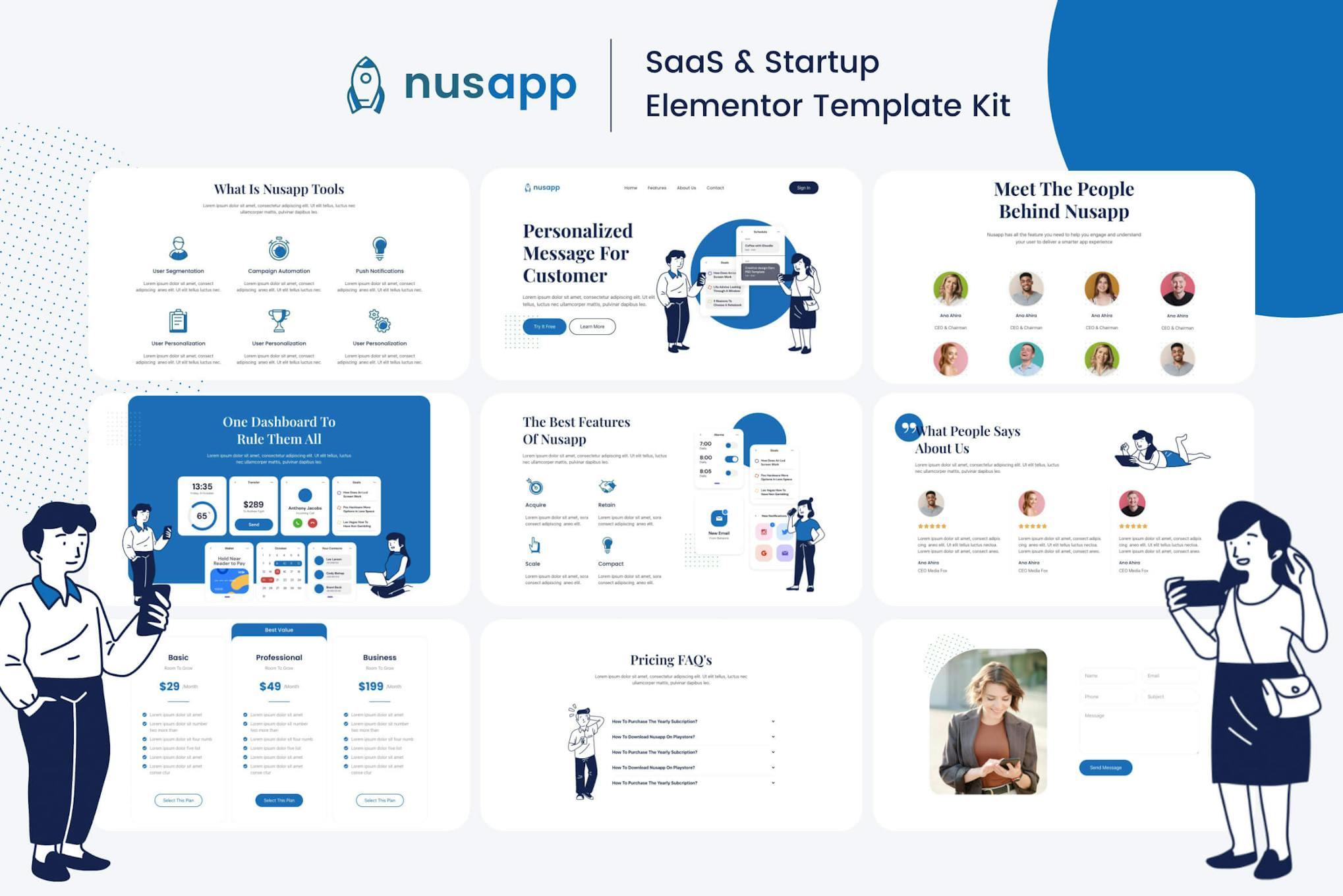 Nusapp - SaaS Startup & Business Elementor Template Kit preview