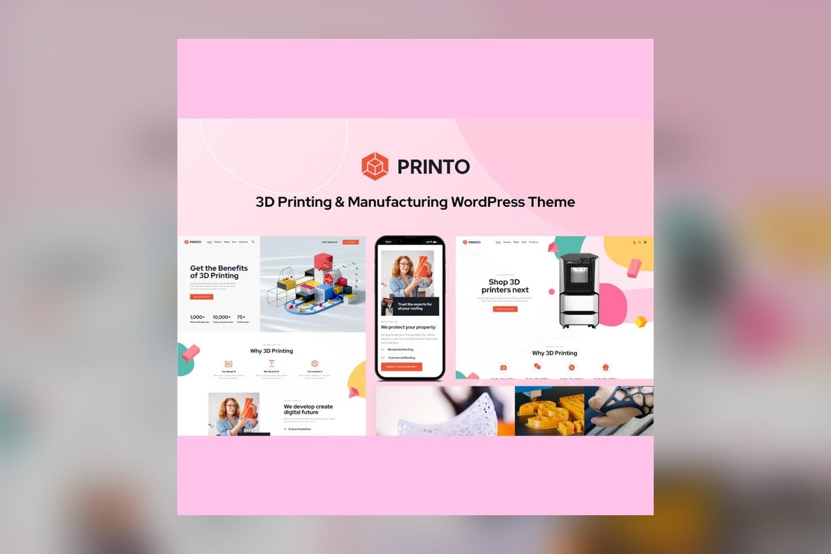 Printo 3D Printing Manufacturing Wordpress Theme WordPress plugin preview