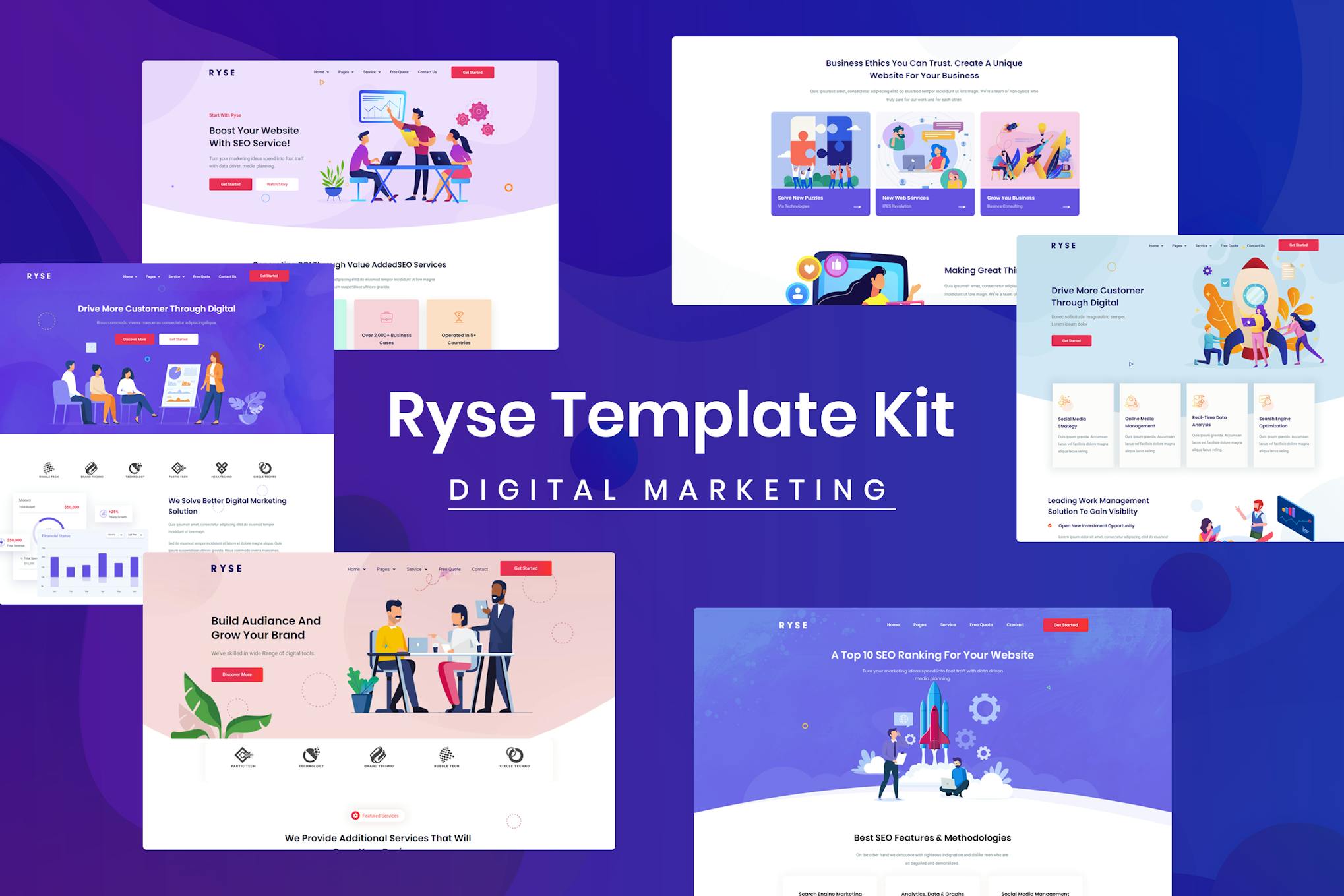 Ryse - SEO & Digital Marketing Elementor Template Kit preview