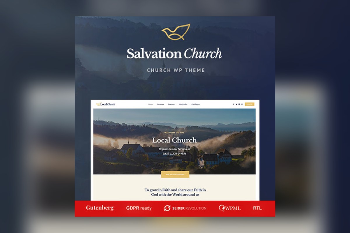 Salvation Church Religion Wp Theme WordPress plugin preview