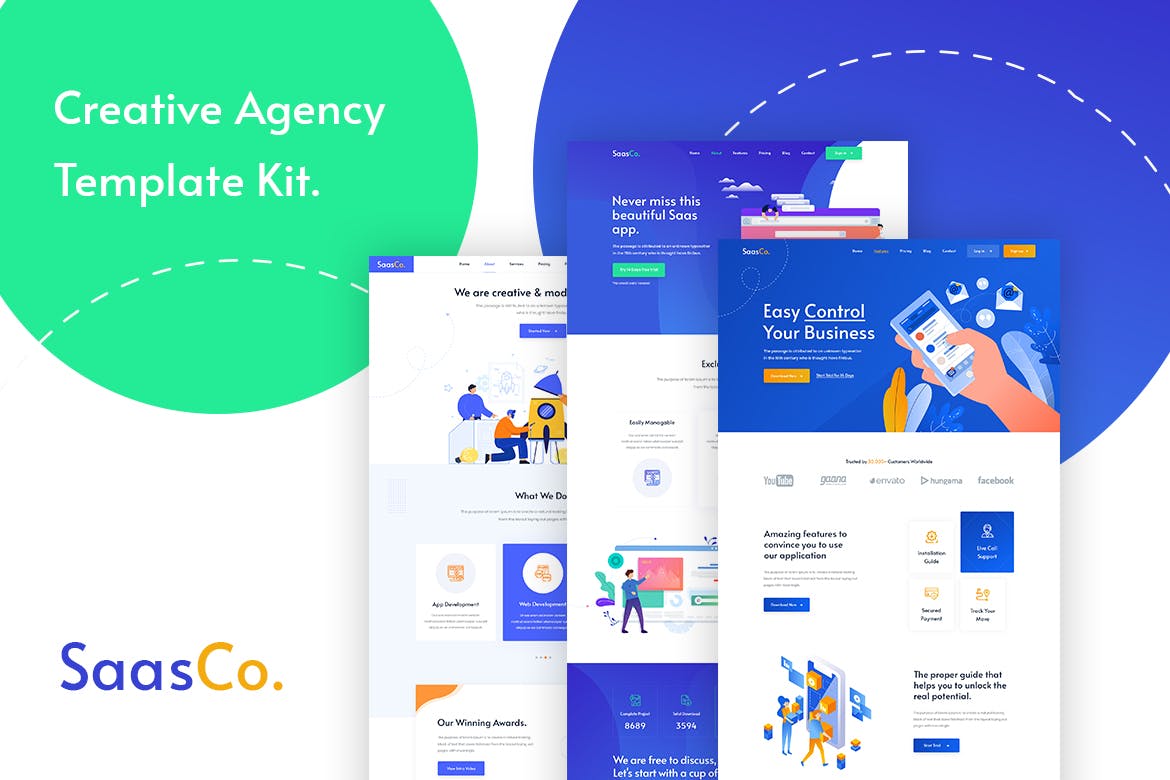SassCo - App Landing & Startup Elementor Template Kit preview