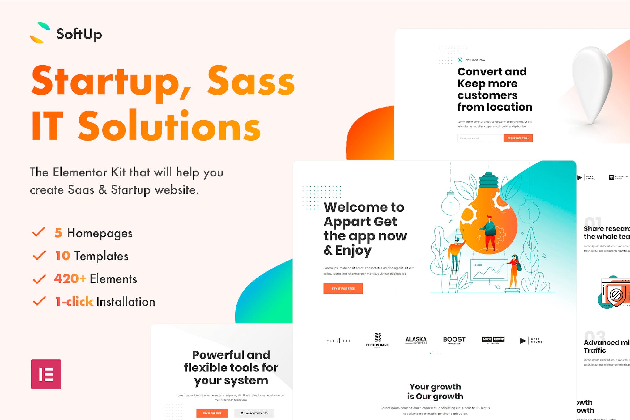 SoftUp - Saas & Startup Elementor Template Kit preview